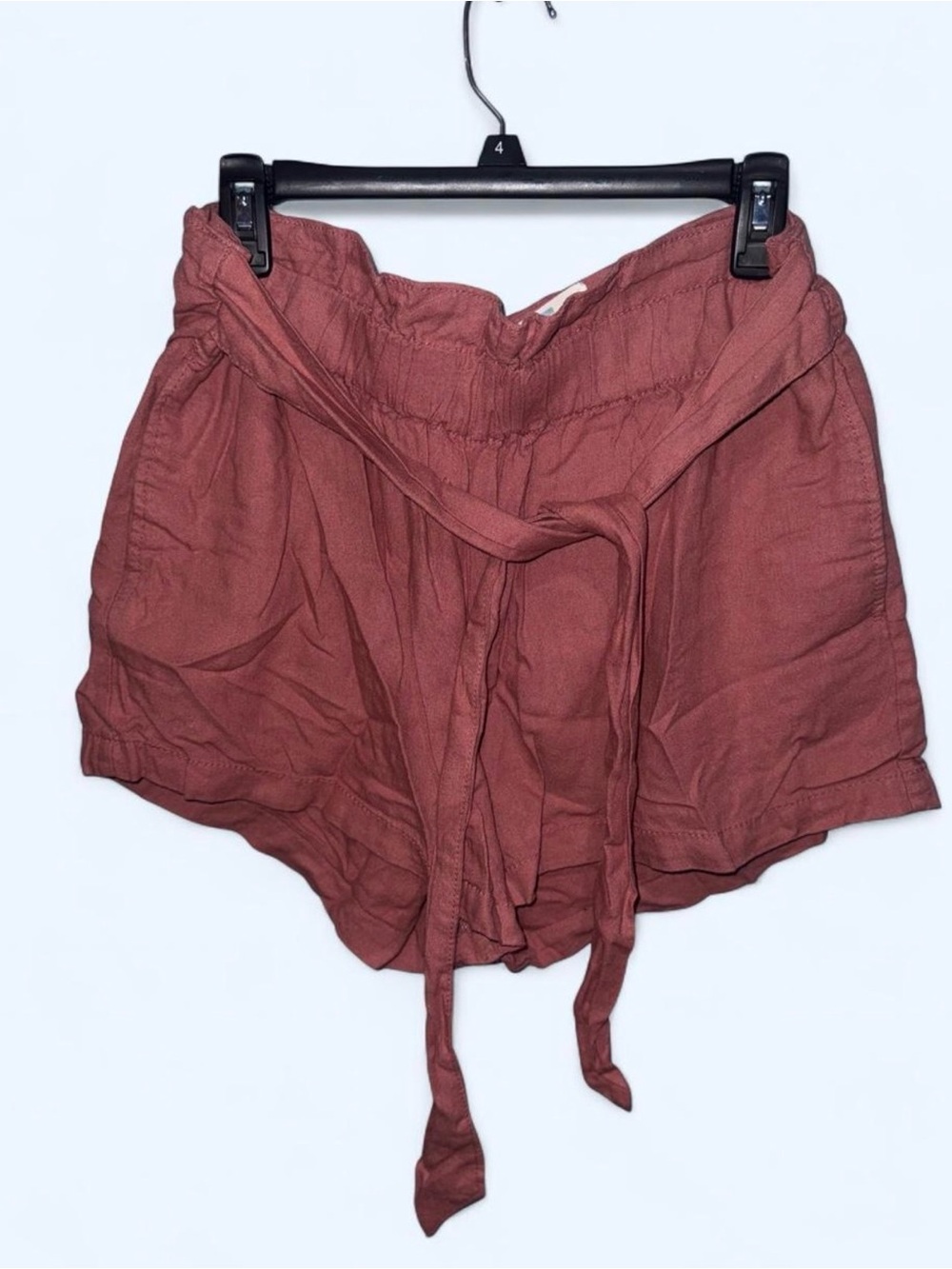 High-Waist Tie-Front Casual Shorts - Rusty Rose